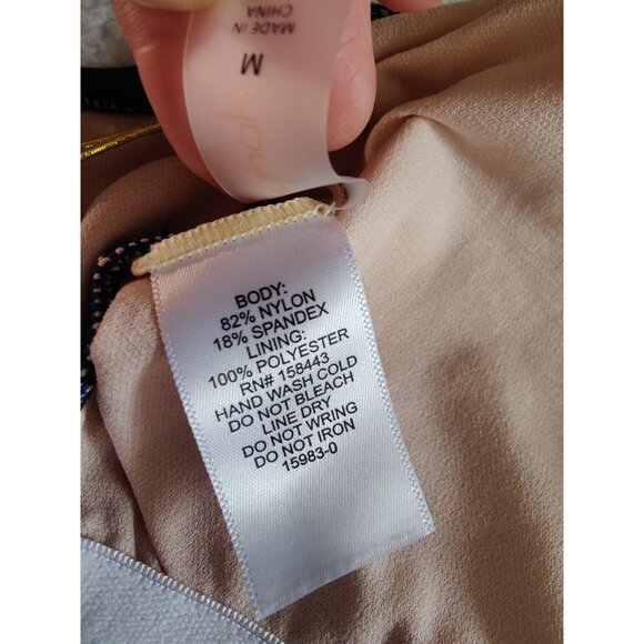 Mynah Navy Blue Floral V-Neck Side-Ties Medium Coverage One-Piece Swimsuit M NWT - Picture 7 of 8